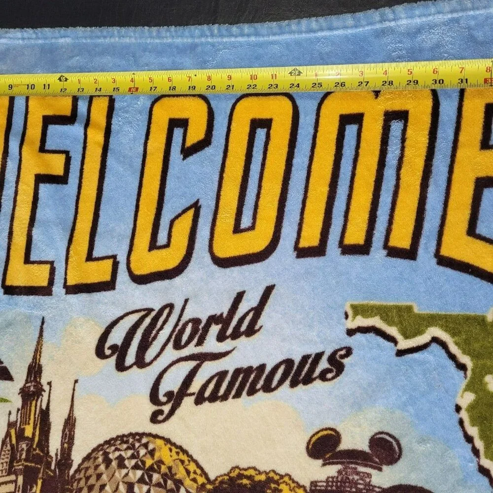 Disney World Resort Mickey Fleece Throw Blanket Lake Buena Vista‎ FL 39 x 62 Vtg